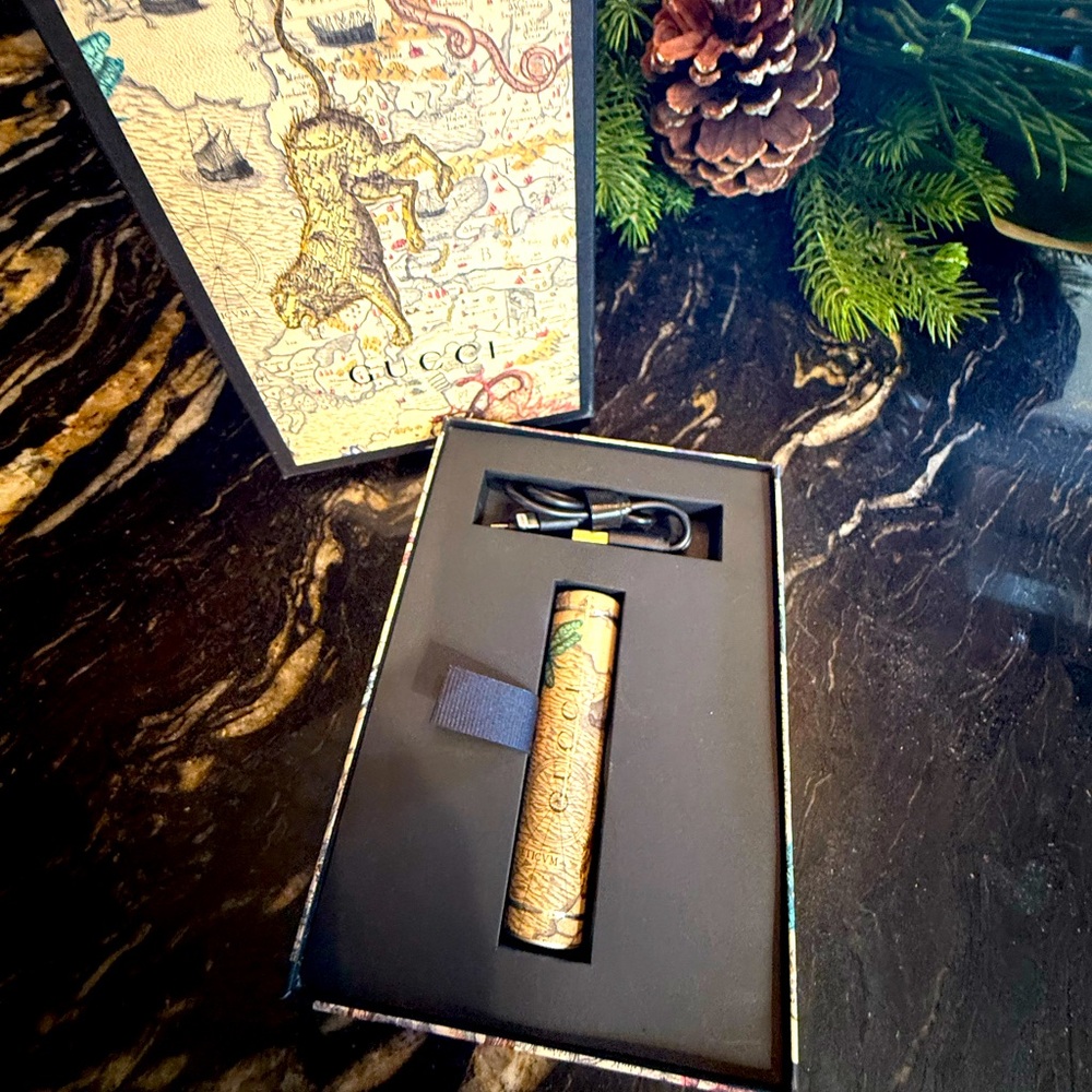 Authentic GUCCI world map tiger phone charger travel backup for purse or bag